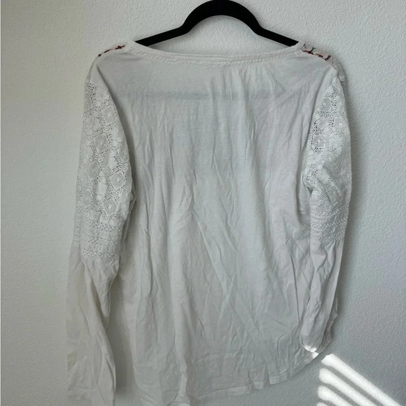 Sundance Cotton Boho Embroidered Lace Long Sleeve Top - Picture 5 of 5